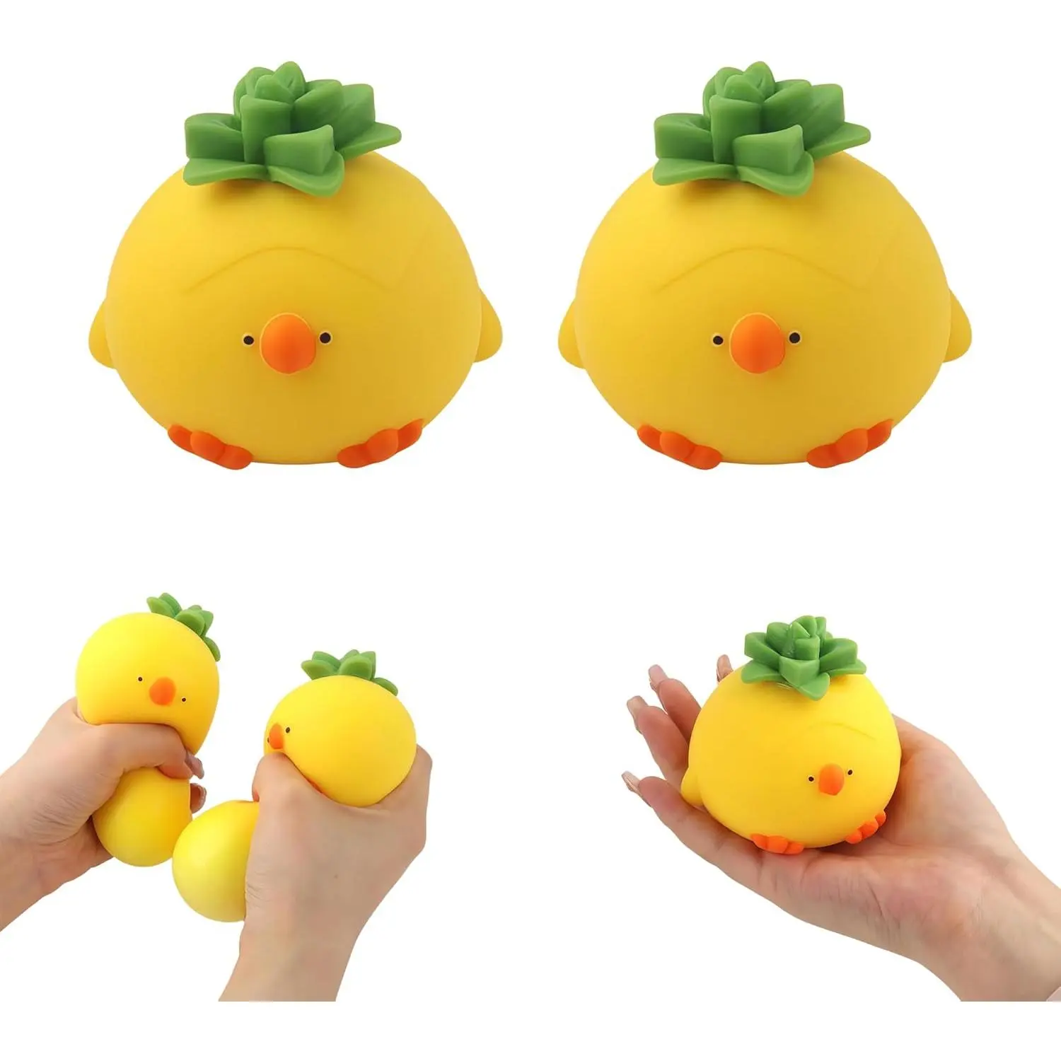 BPA-Free Big Taba Squishy Chick Ultra-Soft TPR Sensory Fidget Toy - Unisex Neurodivergent Kids 12 Years Above Anxiety Relief, Focus Support - Japanese Anime Themed Easter Basket Filler (Yellow), Anime & Manga