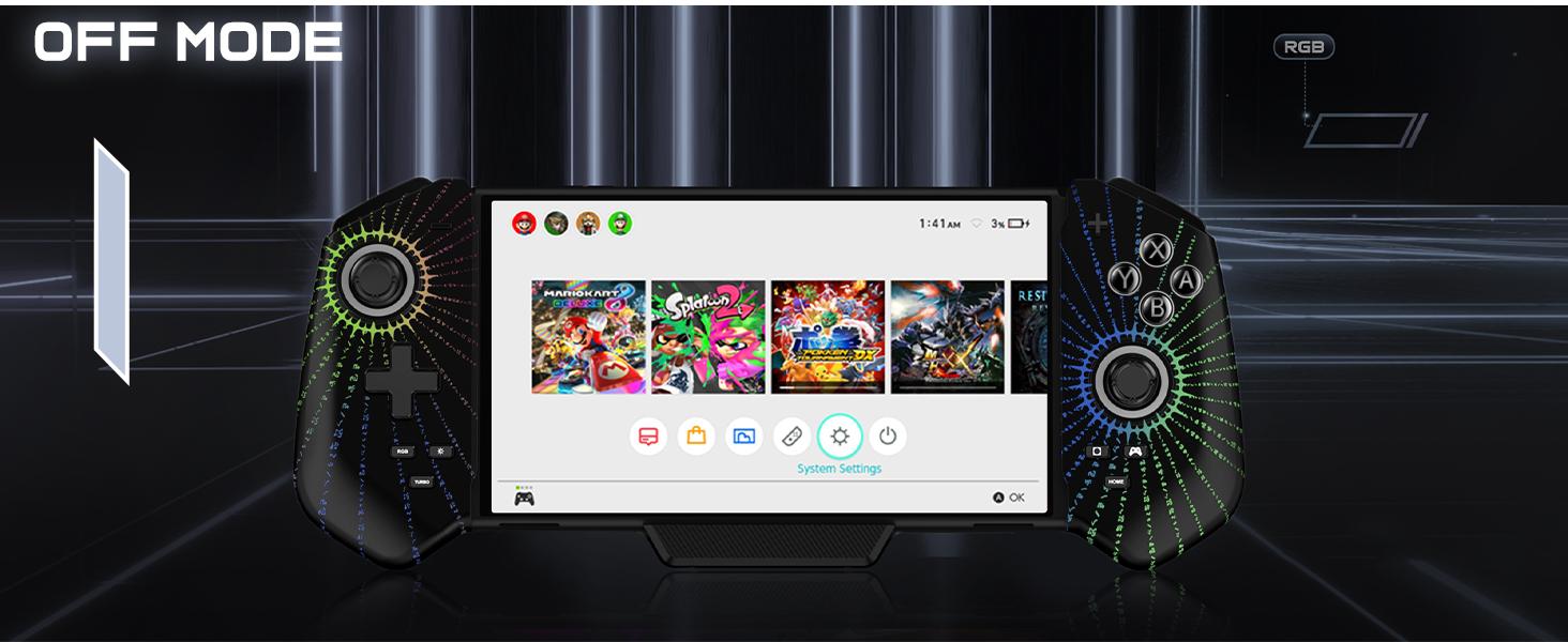 Pro Controller for Switch/OLED,One-Piece Switch Joycon Grip with Hall Effect Joystick,Switch Controller for Handheld with Turbo/Programmable/6-Axis/Vibration/4 Games Card Slot