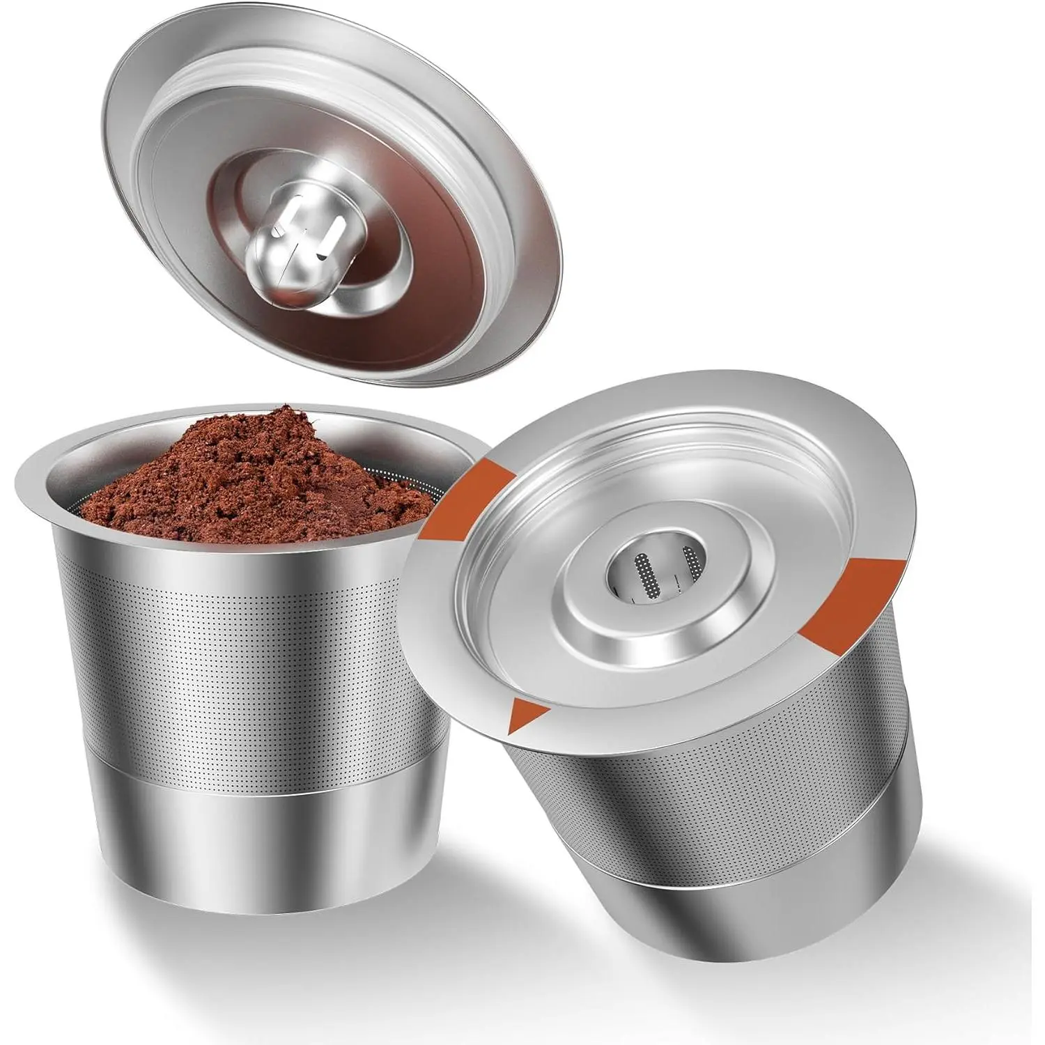 Reusable K Cups Coffee Pods for Keurig: Full Stainless Steel Refillable K Cups Coffee Filter Compatible 1.0 and 2.0 Coffee Makers-brewers (2Pack)