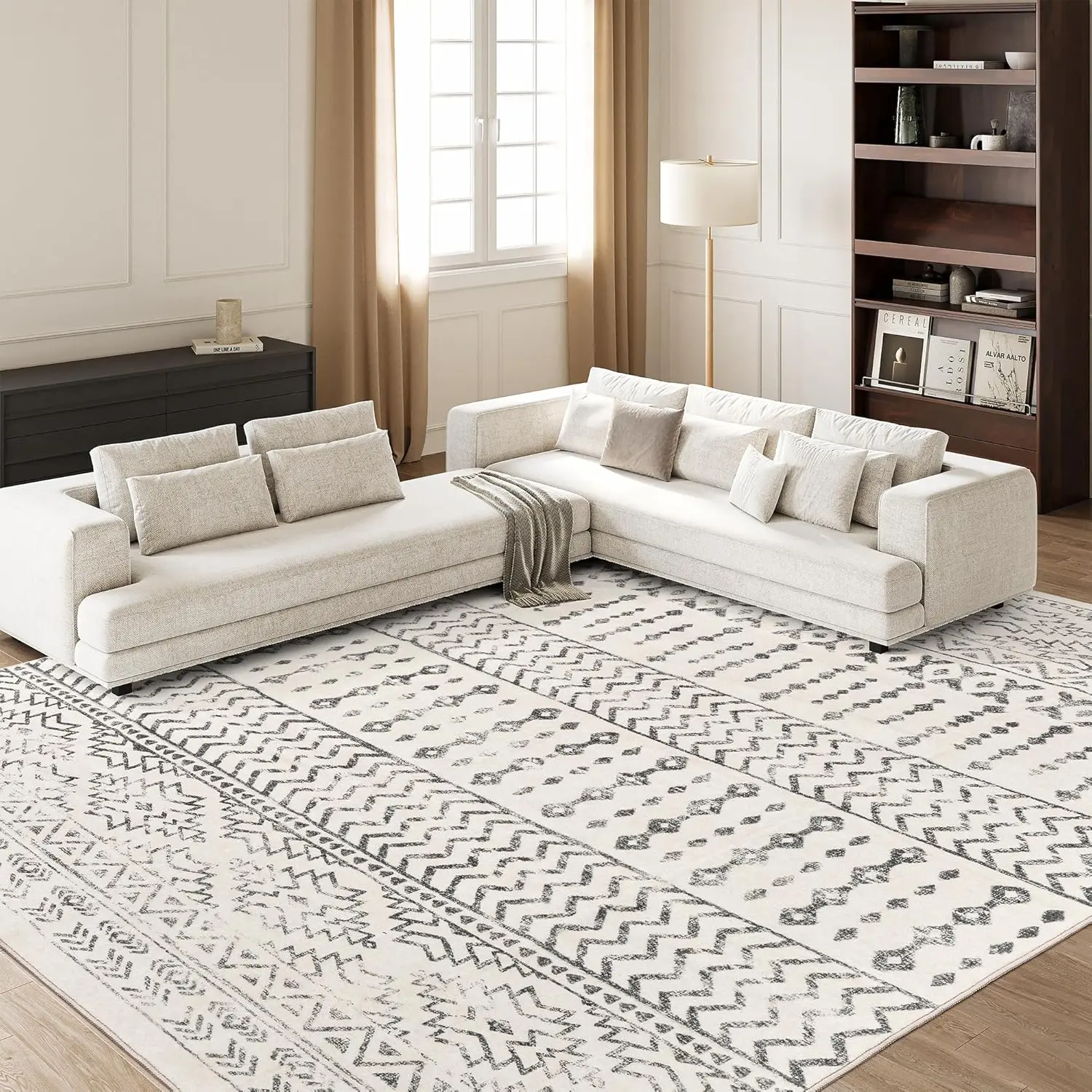 ComiComi 8x10 Modern Minimalist Art Area Rug,Washable Rugs, Anti-Slip TPR Backing Area Rugs for Living Room,Bedroom, Gaming Room, Home Office, Study Room, Foldable Ultra-Thin Moroccan Area Rug, Pets&Kids Friendly,Home Decor Item