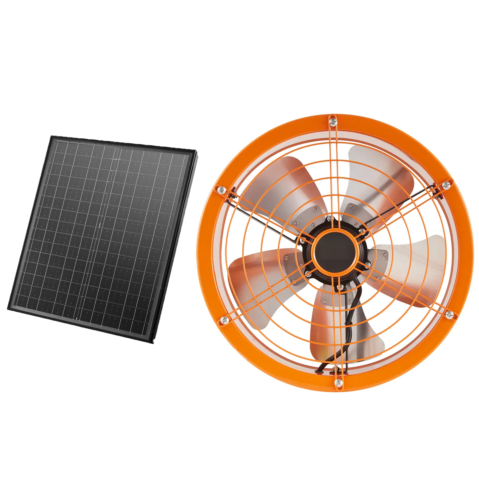 Gable Mount Fan, 14 Inch Solar Power Attic Exhaust Fan with Adjustable Thermostat & Outer Mesh, 1300 CFM House Ventilator Cool Up to 1850 Sq.Ft, Quiet Ventilation for Roof, Garage, Shop, Black