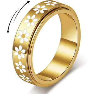 Rotatable Daisy Fidget Ring, Flower Shape Stress Relief Finger Ring for Women, Cute Daily Wear Jewelry, Ideal Gift for Birthday, Valentine's Day & Special Occasions