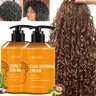 2 bottles of curly hair styling cream, curly hair products, For Curls, specially formulated for wavy and curly hair, enhances luster and fluffiness, contains castor oil and shea butter, moisturizes, soothes frizz