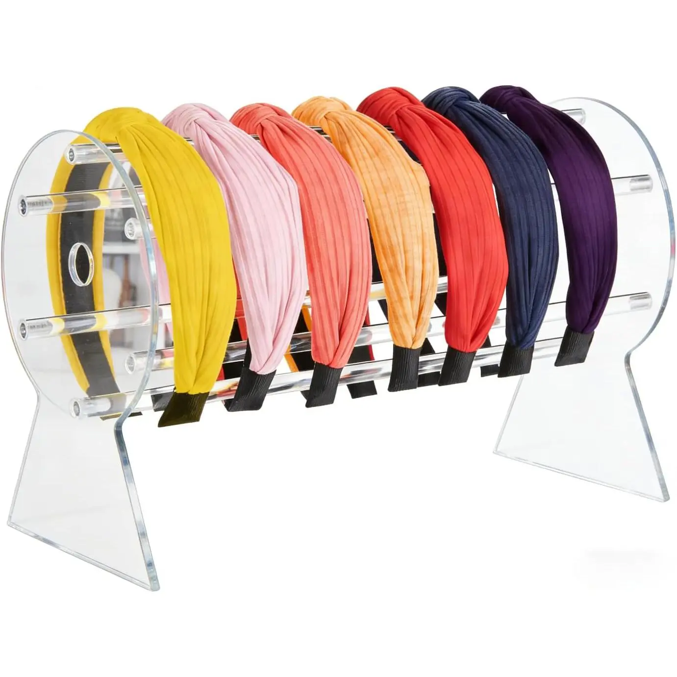 Clear  Headband Holder for Women Girls | 6-rod  rack holds wide hoops & thick headbands, no deformation, minimalist  decor for girls and boutique use.