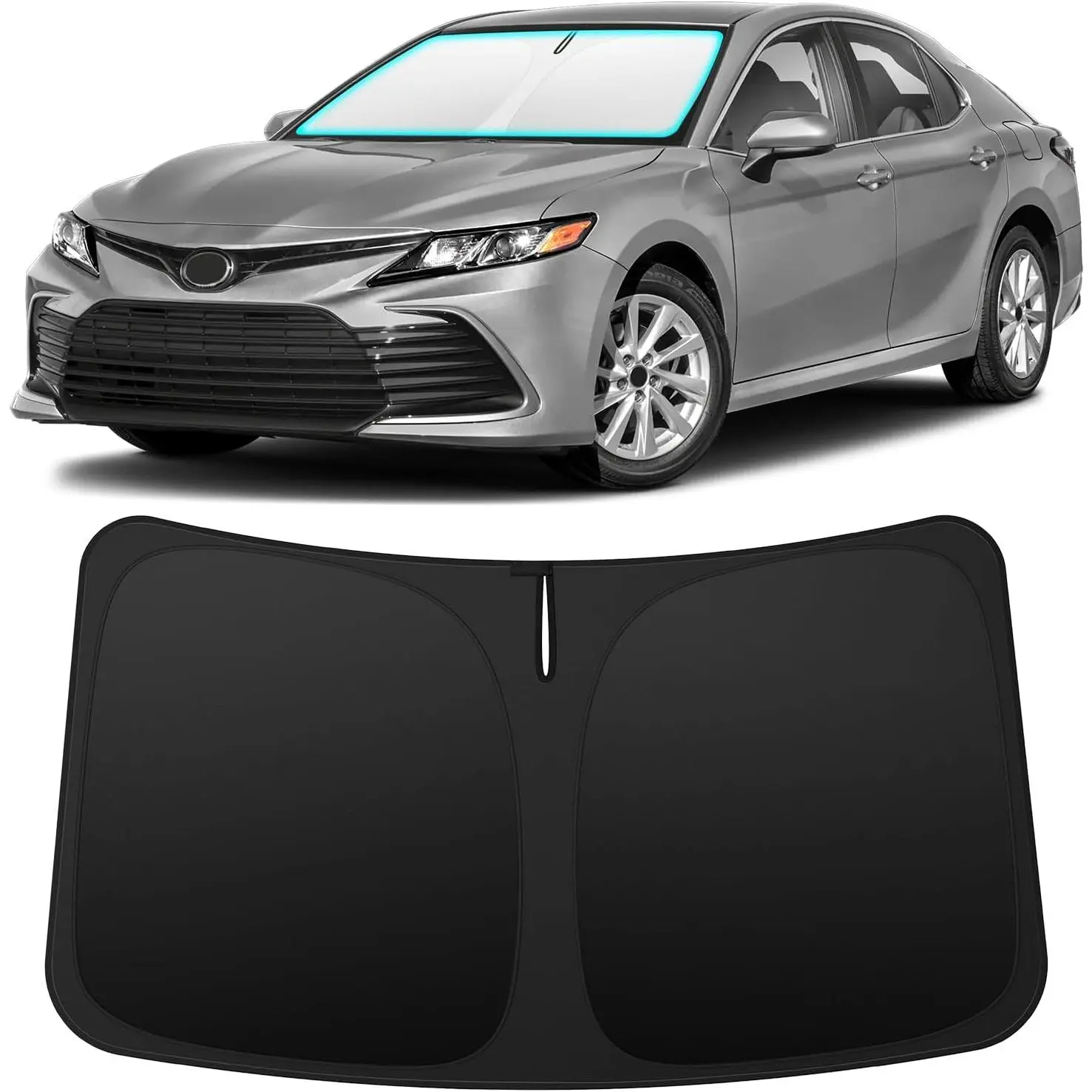 Custom Fit Windshield Sun Shade Accessories for Toyota Camry 2018-2024, Foldable Front Window Sunshade, UV & Heat Reflector, Keeps Interior Cool, Includes Storage Bag