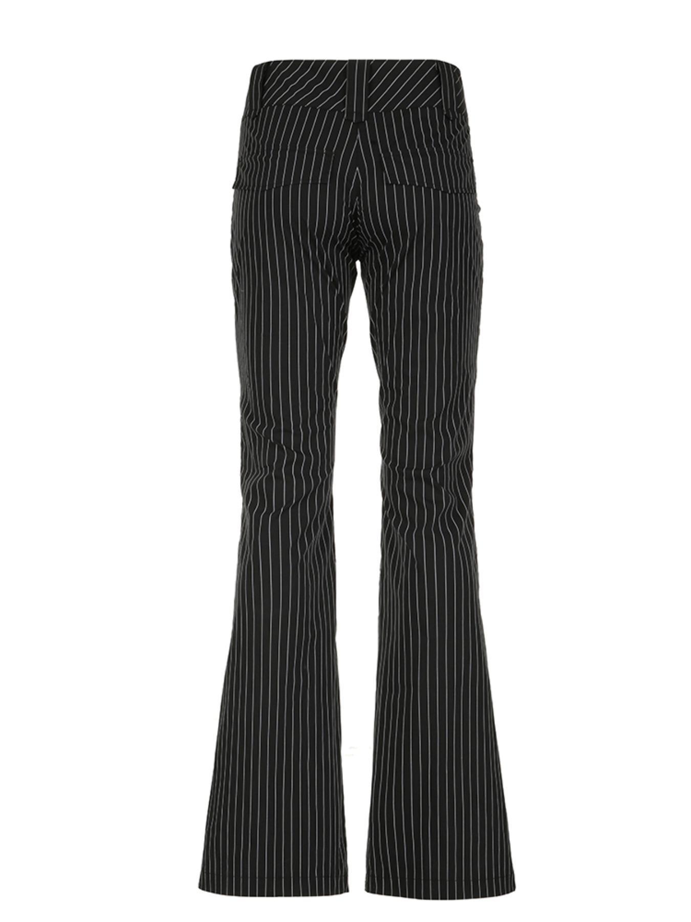 Women's Striped Print Flare Leg Fitted Pants with Zipper Fly, Street Fashion Comfy Bell Bottom Trousers for Daily Wear, Casual Chic Trousers, Ladies Bottoms for All Seasons, Womenswear