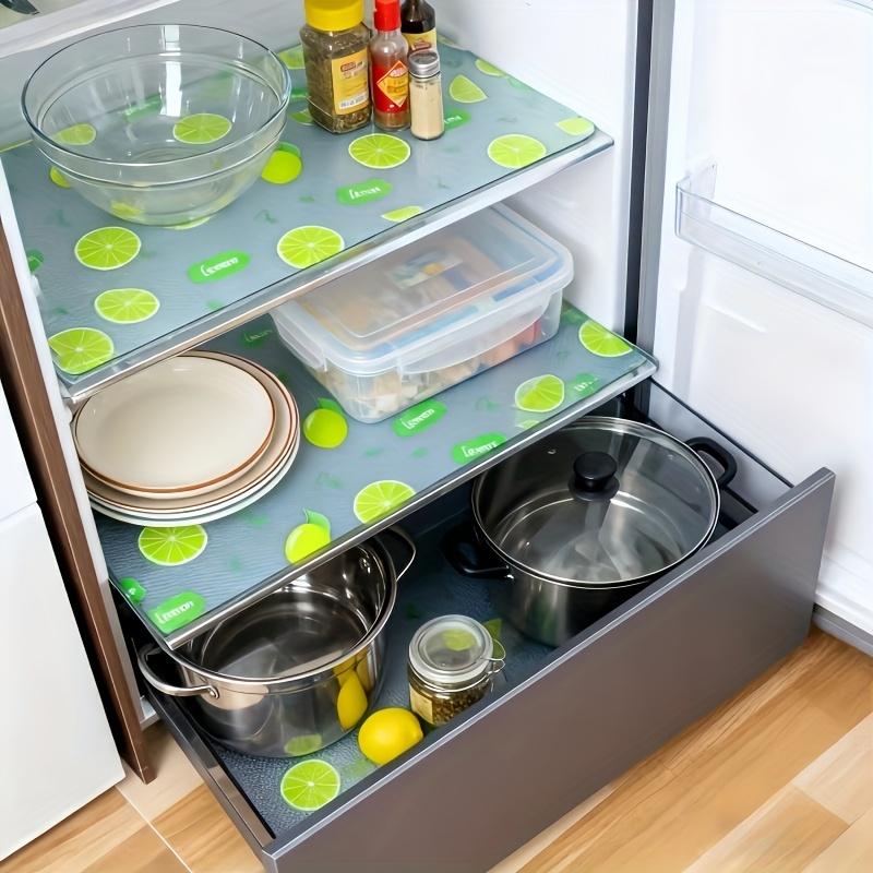Waterproof Refrigerator Liners Set, Moisture-Proof Non-Slip Washable Reusable Eva Material, Lemon Pattern Kitchen Decor