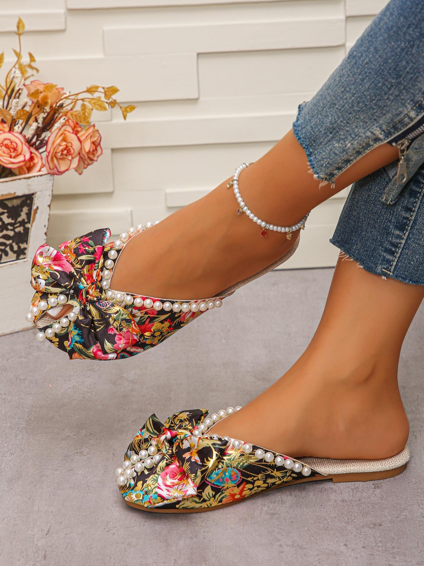 Women's Fashionable Ditsy Floral Pattern Slides, Cute Comfortable Slippers for Daily Wear, Casual Versatile Slippers for Women & Girls, Walking Shoes, Boho Style Sandal, Casual Beach Sandals