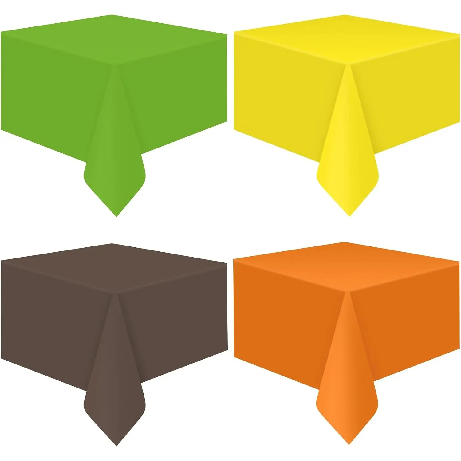 4 count Plastic Fall Tablecloth Yellow Orange Green Coffee Rectangle Tablecloths Disposable Table Covers for Autumn Harvest Thanksgiving Day Family Birthday  Shower Party Decoration, 54x108inch