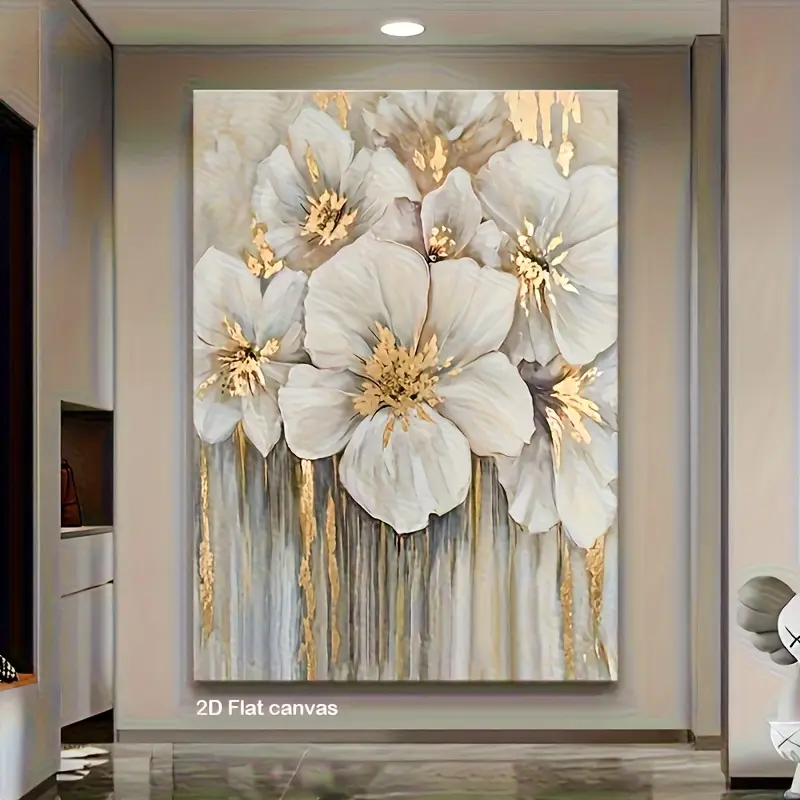 1pc Framed Wrapped 2D Artistic Flower Print Canvas - Modern House Decor Wall Art, Suitable for Living Room, Wardrobe Area, Ideal for Animals-Themed Displays, Juneteenth/Canada Day Gifts, Ready to Hang, Balcony