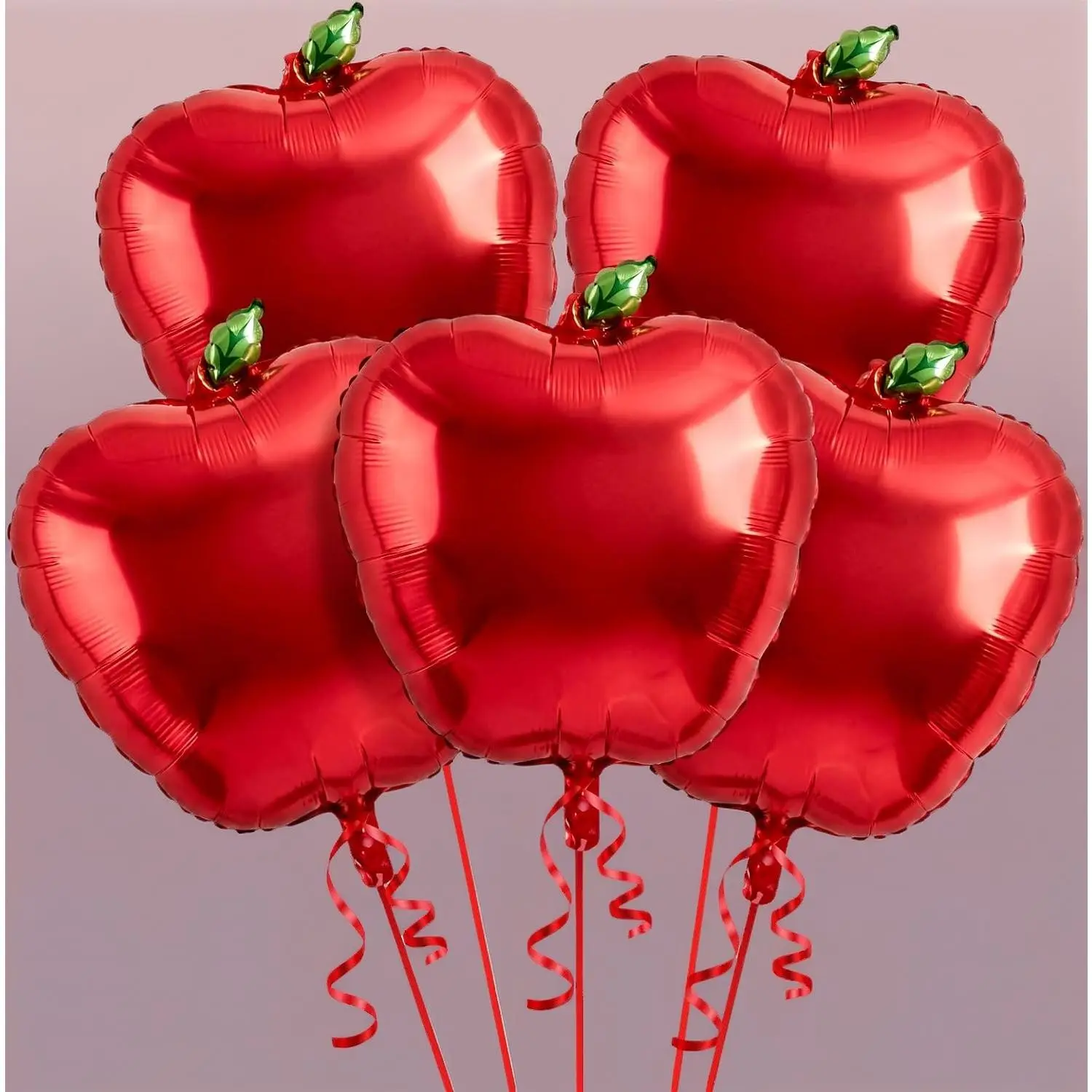 5 Pcs Back to School Apple Foil Balloons First Day of School Party Decoration Large Red Apple Balloon Foil for Preschool Kindergarten Classroom Decorations Supplies