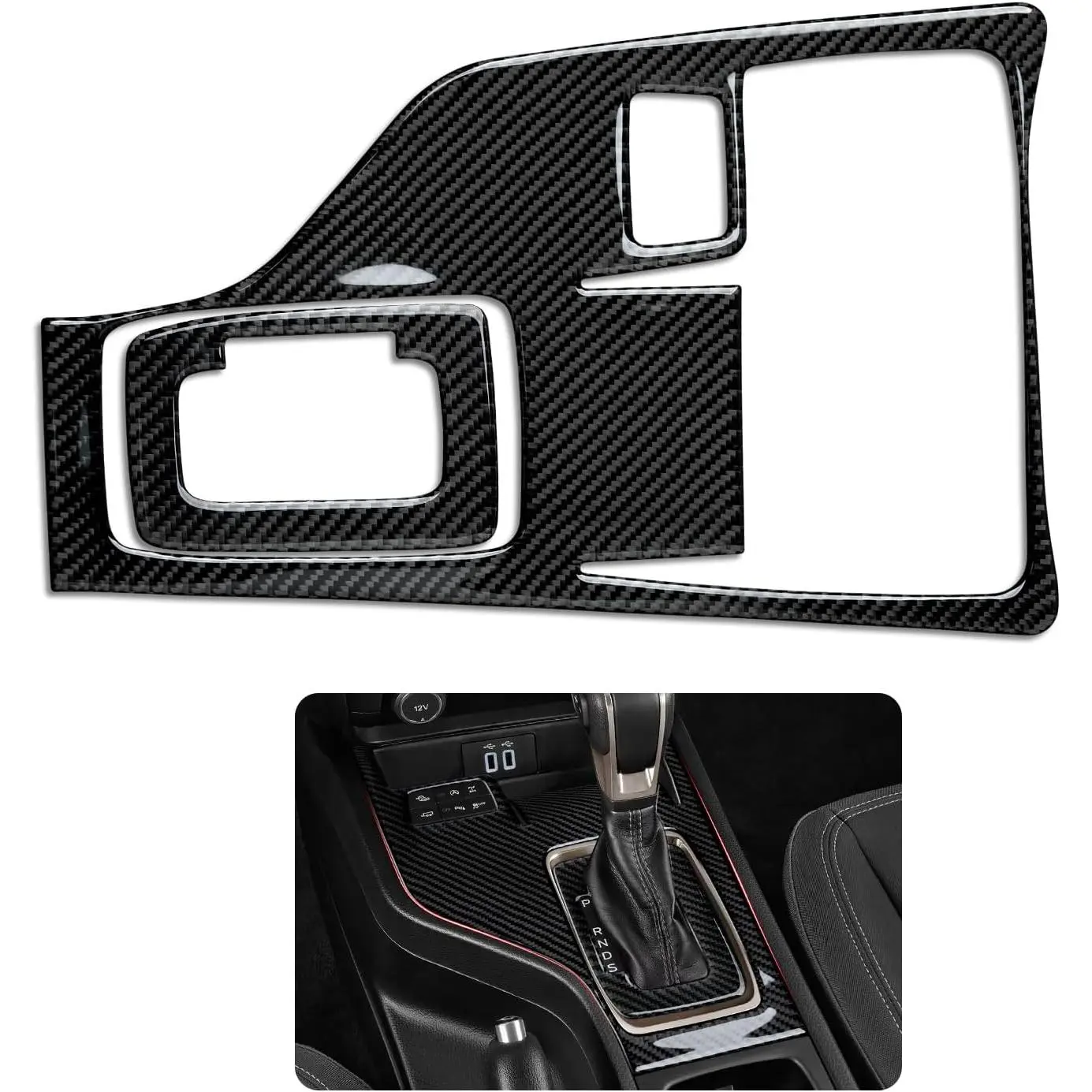 Carbon Fiber Gear Shift Control Panel Decal - Car Interior Sticker, Car Decals, Stick-On Panel Protection, Waterproof Scratch Guard UV Resistant Trim Cover for Ford Ranger 2019-2023 XLT/Lariat/XL Accessories (Style A)