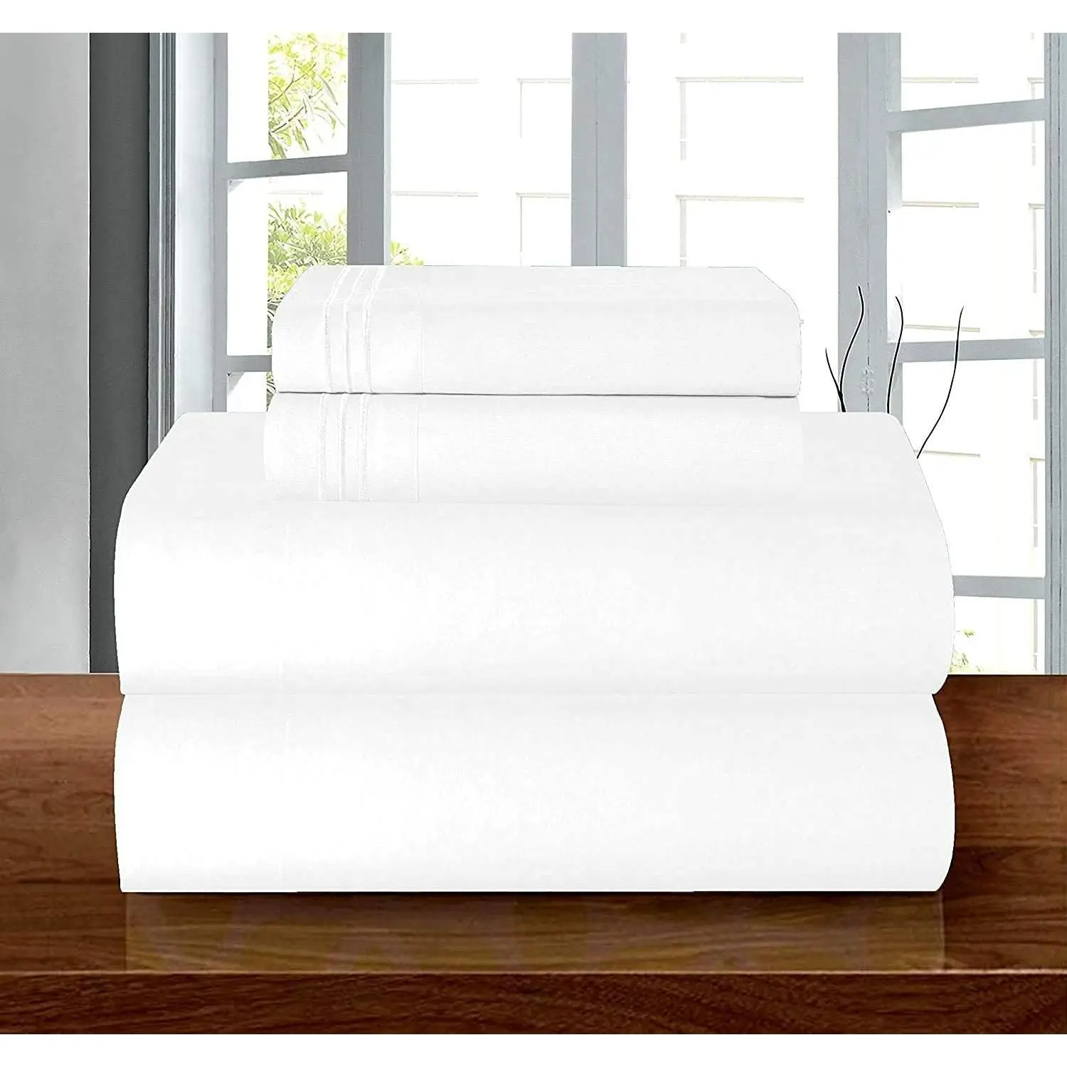 Luxury Soft 1500 Premier Egyptian 4-Piece Premium Hotel Quality Wrinkle Resistant Coziest Bedding Set, All Around Elastic Fitted Sheet, Deep Pocket up to 16inch, Full, White