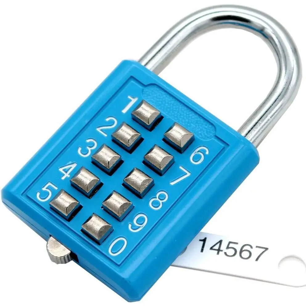MIONI 10-Button Combination Padlock - 5-Position Locking Mechanism, Elder-Friendly Synthetic Body Padlock for Backyard Gate