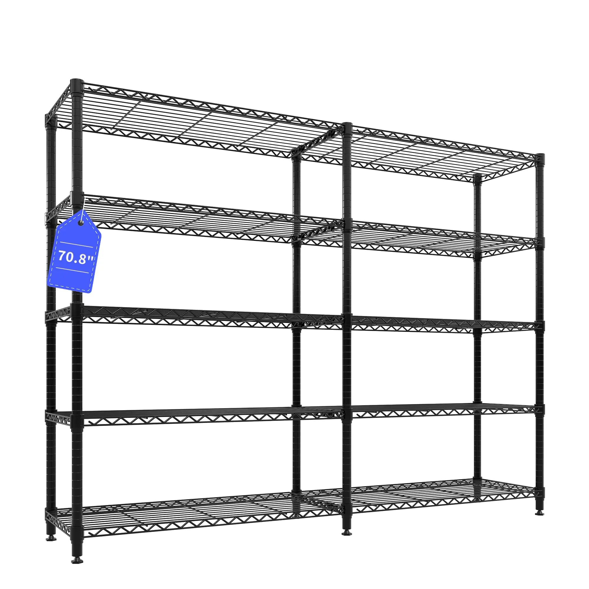 GARVEE Heavy-Duty Adjustable Metal Wire Shelving Unit, Freestanding Industrial Storage Rack, Up to 1060 lb Capacity, for Garage Pantry Kitchen Basement - Wide 71" W x 59.5" H x 15.8" D