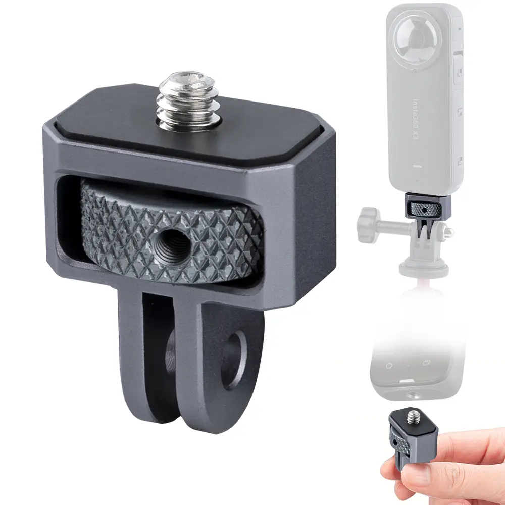 Metal sports camera adapter suitable for panoramic 360x5/GoPro/Pocket3/4 DJI Action6 bracket selfie stick tripod gimbal 1/4 base conversion accessories
