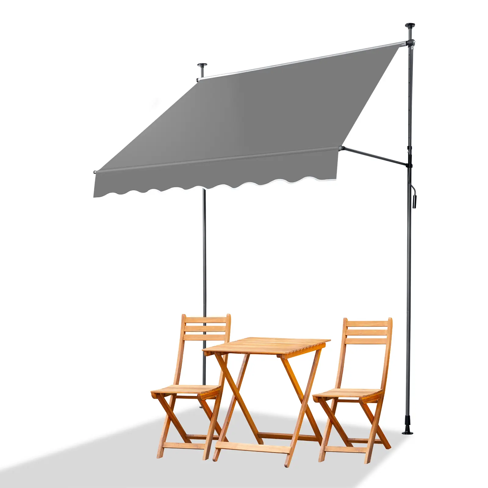 Grey Retractable Awning, Aluminum Alloy Crank Operated Model with UV50+ Shield, Valanced Edge, Adjustable Size (78.7"D x 47.2"W x 78.7-118.1"H)