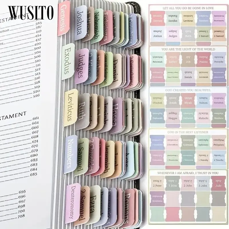 Bible Labels, 75 Pieces, Label Set, Minimalist Morandi, Unisex Laminated Bible Tags, Large Font Repositionable Stickers, Easy Reading Accessories