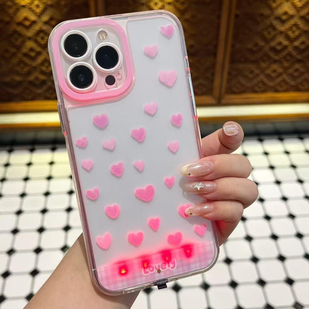 LED Love Phone Case, Compatible with iPhone 17/16/15/14/13/12/11 Pro/Pro Max/Plus, iPhone 17 PRO MAX, Stylish Protective Cover, Unique Design for Daily Use, Protective Casing