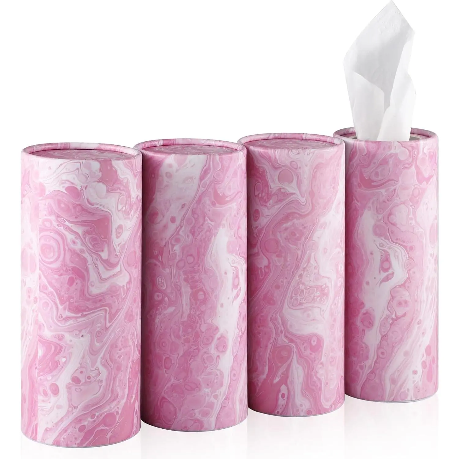 Tissue Holder, 4 Pack  Cup Holder Facial Tissues with Travel Tissue Bag, Quick and Convenient Flower Combination  Tissue Box(4 Canisters/200 Tissues)