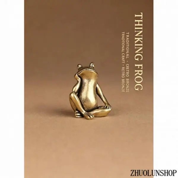 Handcrafted Polished Brass Meditative Frog Sculpture |   Vintage Boho Calm Viral Tabletop Staples, Retro Inspired Zen Metal Art Figurine Statue For Living Room Home Decor, Unique Sentimental Collectible Gift For Nature Lovers & Art Collectors