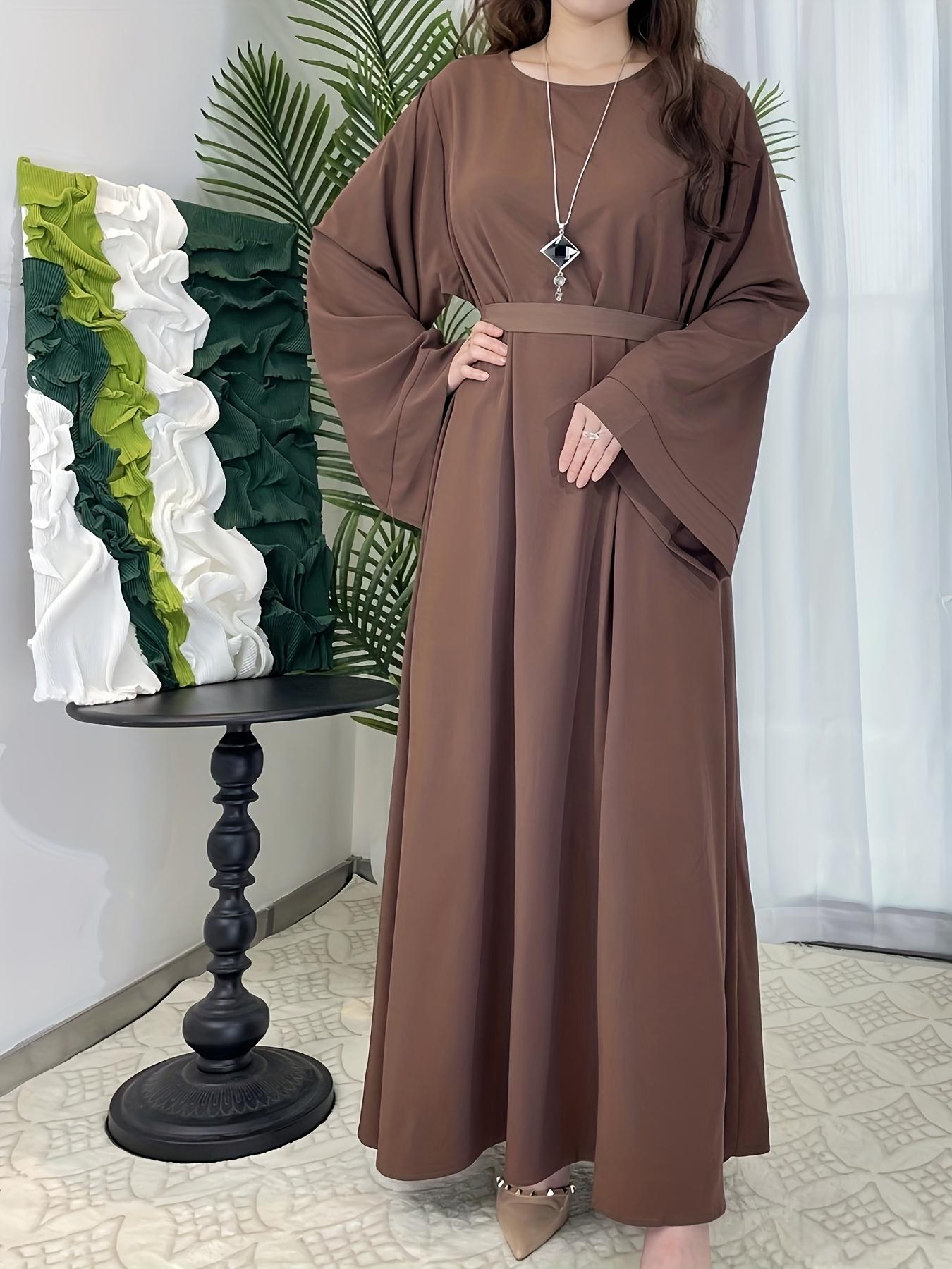 [Middle Eastern Loose Fit Dress] Elegant Green Arabic Women's Muslim Robe |   Middle Eastern Flared Sleeve Long Dress |   Loose Fit All-Season Versatile Home Festival Traditional Attire