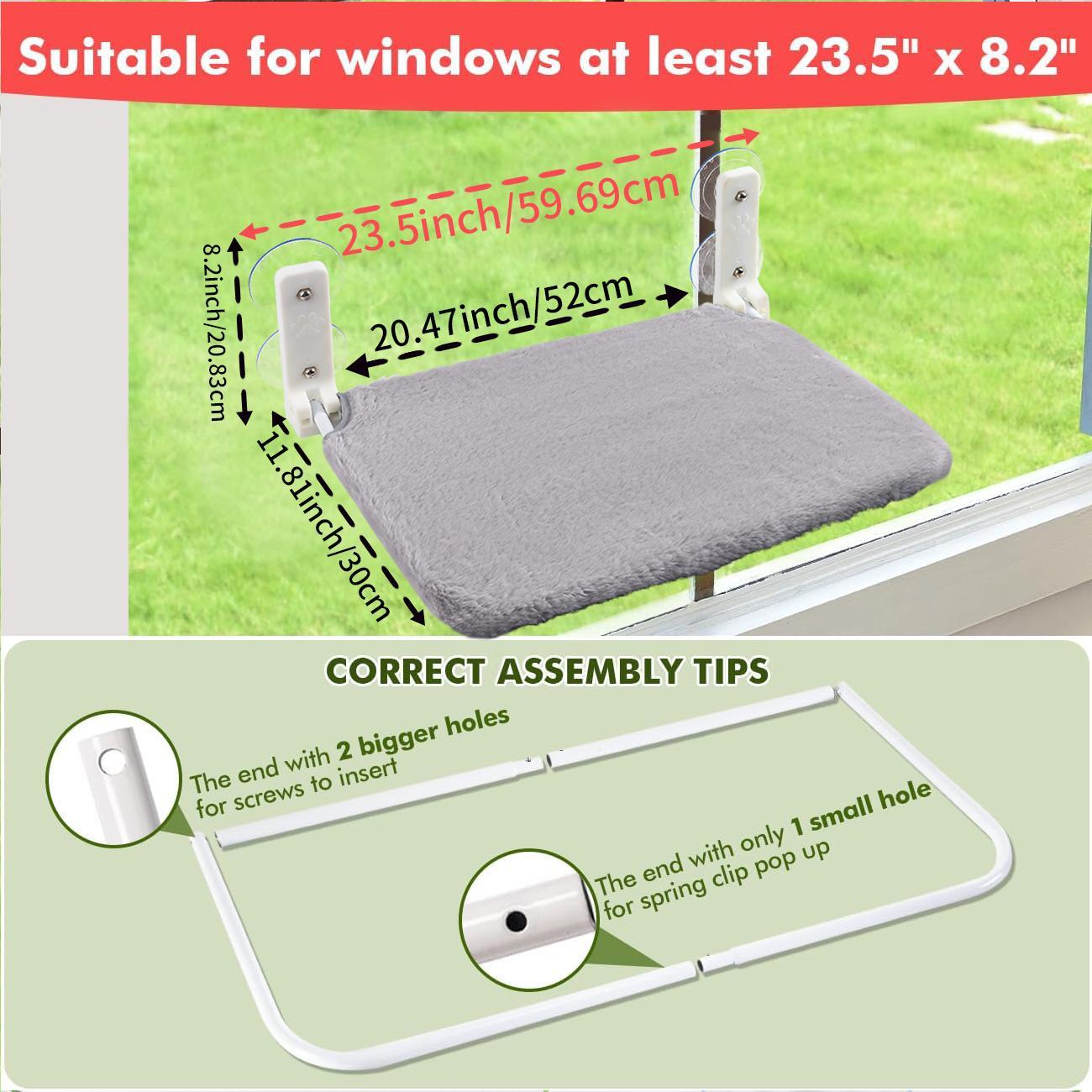 Cat Window Perch, Foldable Cat Hammock Bed for Window with Frame and Reversible Cover, Window Resting Seat for Indoor Cats, Pet Supplies, Home