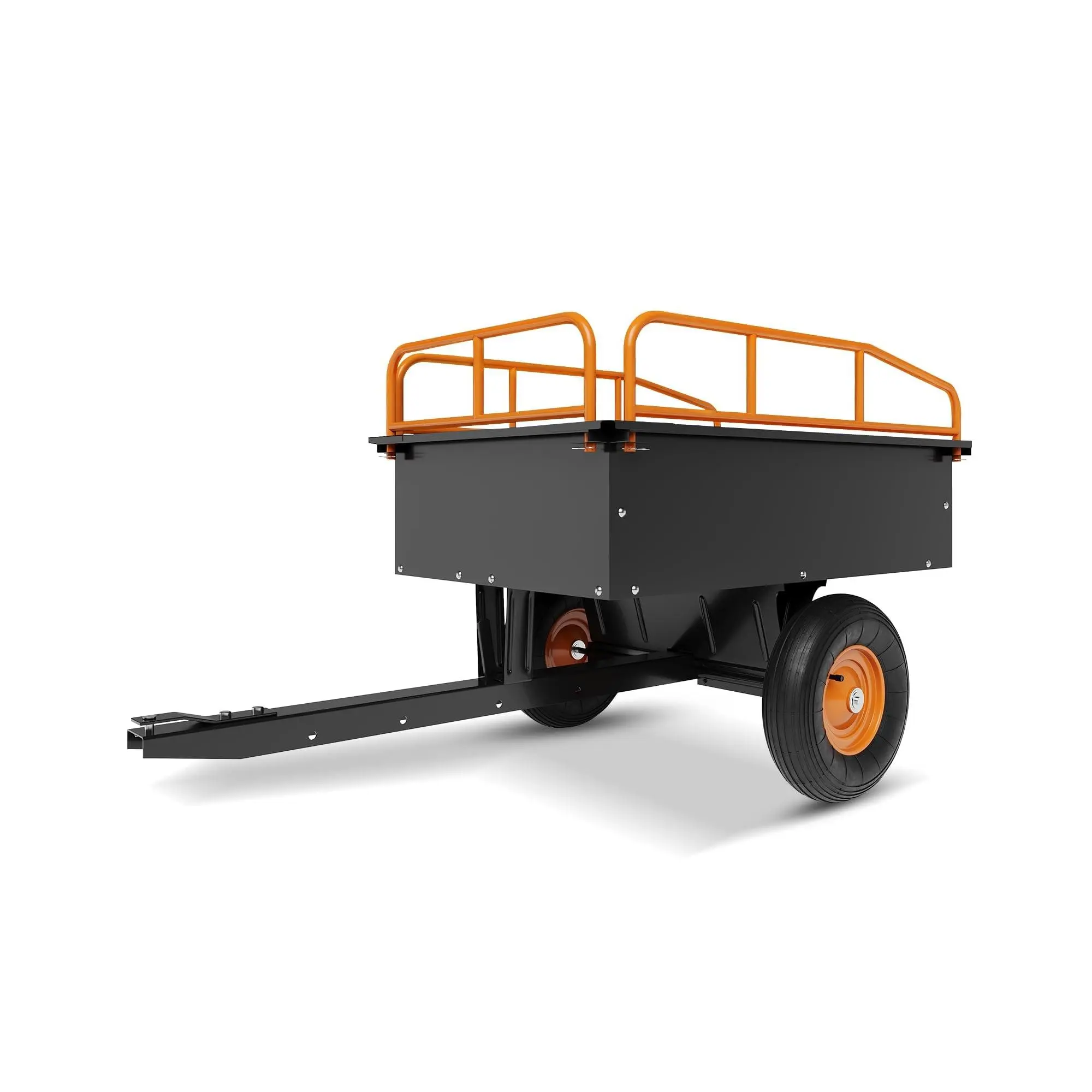 Garvee 15 Cubic Feet Tow Behind Dump Cart with 750Lbs Capacity, Heavy Duty Steel Garden & Utility Trailer for Lawn Mower and Yard Work