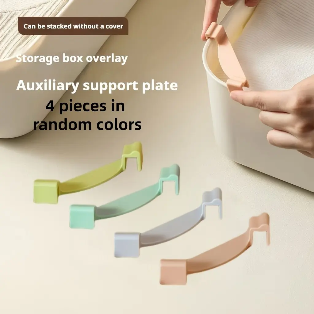 4-Piece Random Color Stackable Clips for Storage Boxes, Optimize Vertical Storage, Ideal for Closet and Food Pantry Shelves, Shelf Dividers
