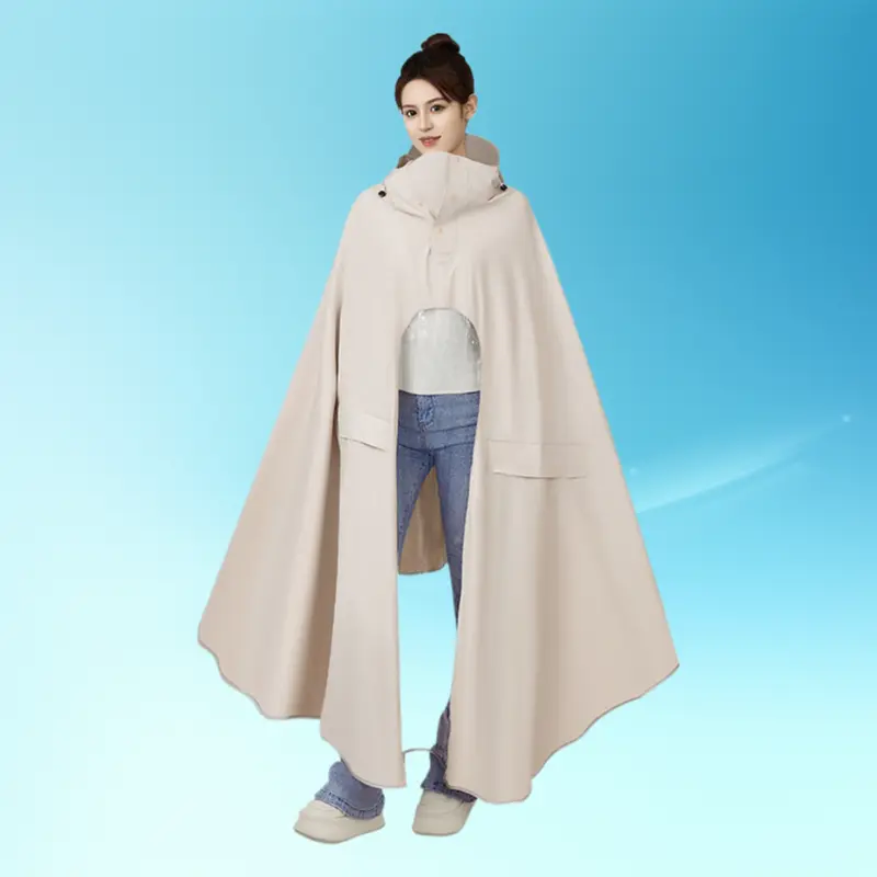 Unisex All-Seasons Single-Piece Extra-Large Thick PVC Integrated Full-Body Double-Person Stormproof Rain Poncho for Electric Scooters