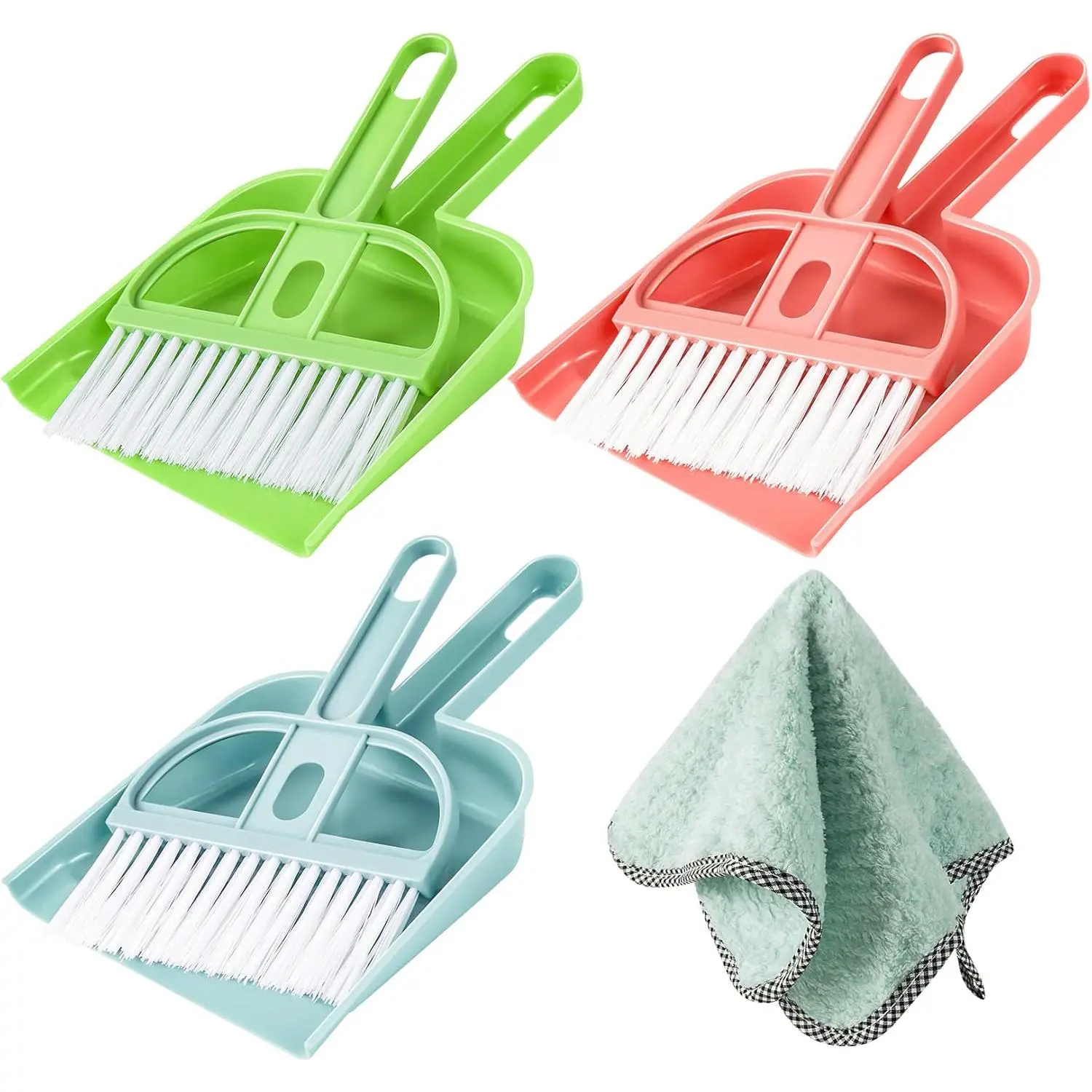 3 Pack Mini Hand Broom and Dustpan Set Small Dust Pans with Brush Set Cleaning Tool for Desk,  and    Color