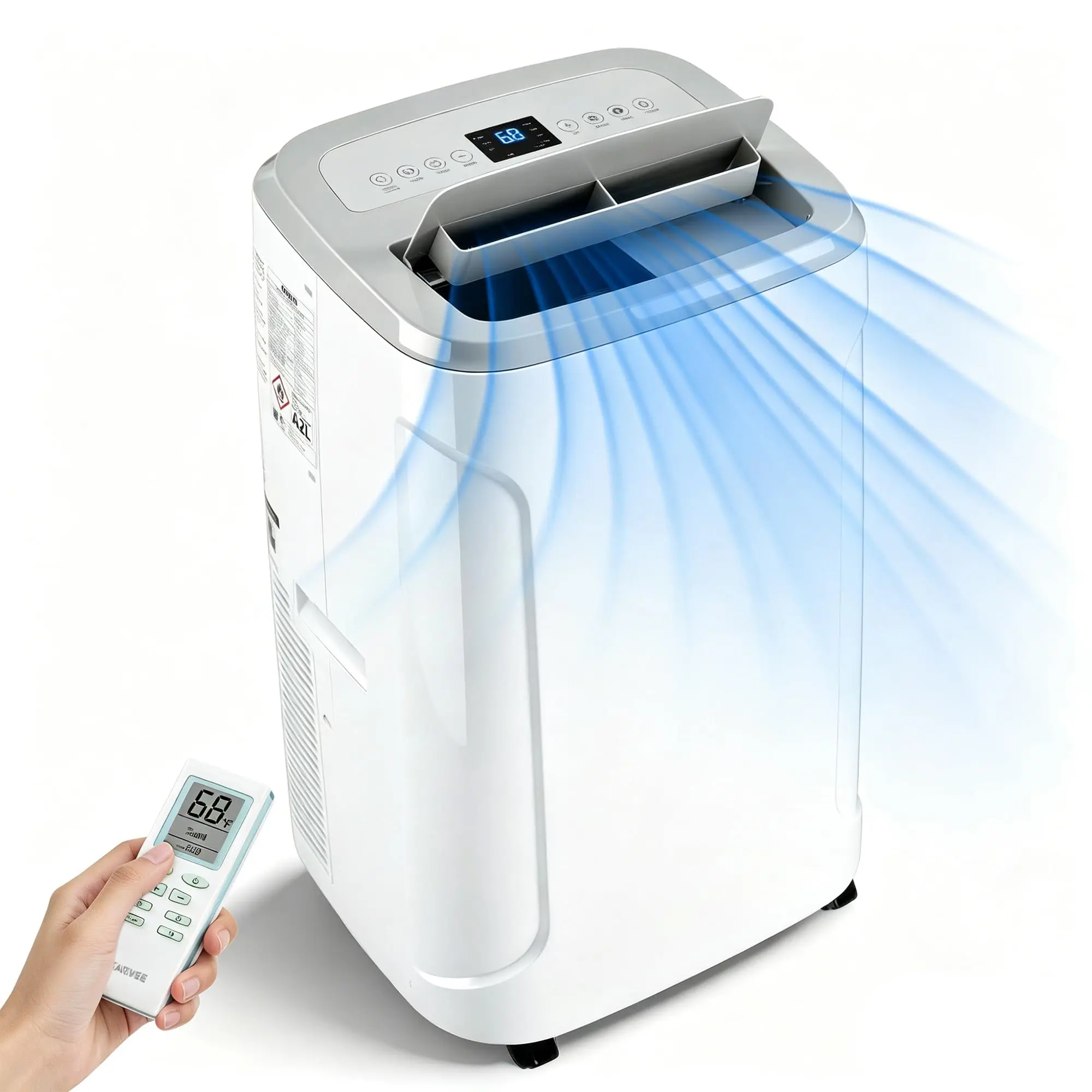 12000 BTU 4-in-1 Portable Air Conditioner & Heater Combo for Home, Office, Living Rooms & Bedrooms – Stay Cool Year-Round, Low-Noise, WiFi & Remote Control, 550 Sq.Ft Coverage, Window Kit Included, Dehumidifier