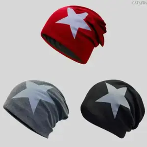 Unisex Knit Beanie - Viral Big Star Stretch Winter Skull Cap, Adjustable Soft All-Day Wear, Universal Fit Trendy Head Accessory for Skate, Cold Weather Outfits