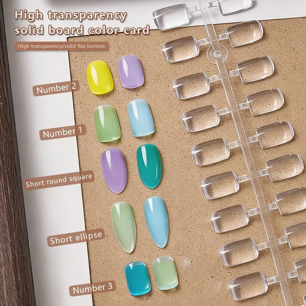 2026 Hot Sale 120/240/320 Colors per Set Solid Nail Swatch Sticks, Clear Long Almond & Square Versatile Shapes Nail Color Display Tips, Professional Nail Polish Practice Swatch Chart for Salon