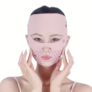Sleep Mask Face Lifting Strap 1 Piece Breathable Elastic Full Face Cover with Dual Pressure Design and Top Tension Band for Chin Support Jaw Contouring Night Beauty Rest