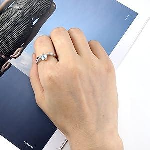 Elegant and exquisite 925 Sterling Silver Moonstone Rings for Women Girls Shiny CZ Crossed Round Moonstone Ring Thumb Adjustable Ladies Rings