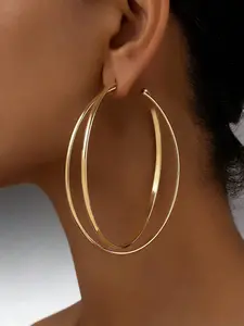 1 Pair Exaggerated Creative Metal Criss-Cross Line Design Earrings, Suitable For Parties And Daily Wear