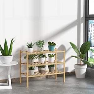 3 Tier Bamboo Shoe Rack for Closet Free Standing Wood Shoe Shelf Storage Organizer for Entryway Small Space Stackable 27"x11"x20" (Natural)