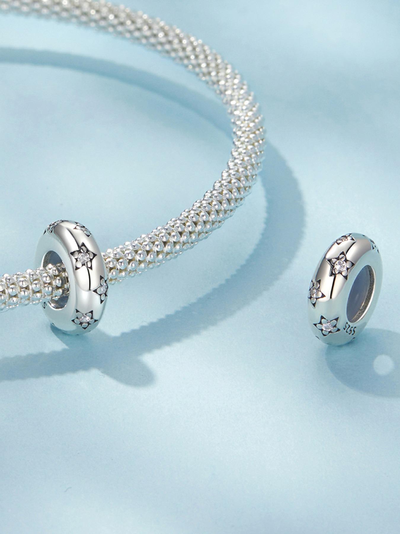 S925 Sterling Silver Star Design  Bead, Fashionable Diy Bead for Necklace & Bracelet, Trendy All-match & Exquisite Diy Jewelry Accessories for Birthday Gift