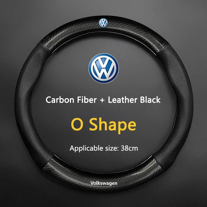 38cm High Quality Car Anti-Slip Steering Wheel Cover Carbon Fiber Leather Booster Cover For VW Volkswagen Passat Lavida Tiguan L Magotan Golf Sagitar Bora id3 Bora Accessories