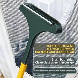 1pc window and screen cleaning brush with long handle, built in squeegee, dual-use for wet and dry glass cleaning, suitable for home, car, and hotel, ideal Christmas and Valentine's Day gift, Scrubber Squeegee Combo, Window Cleaning Accessories