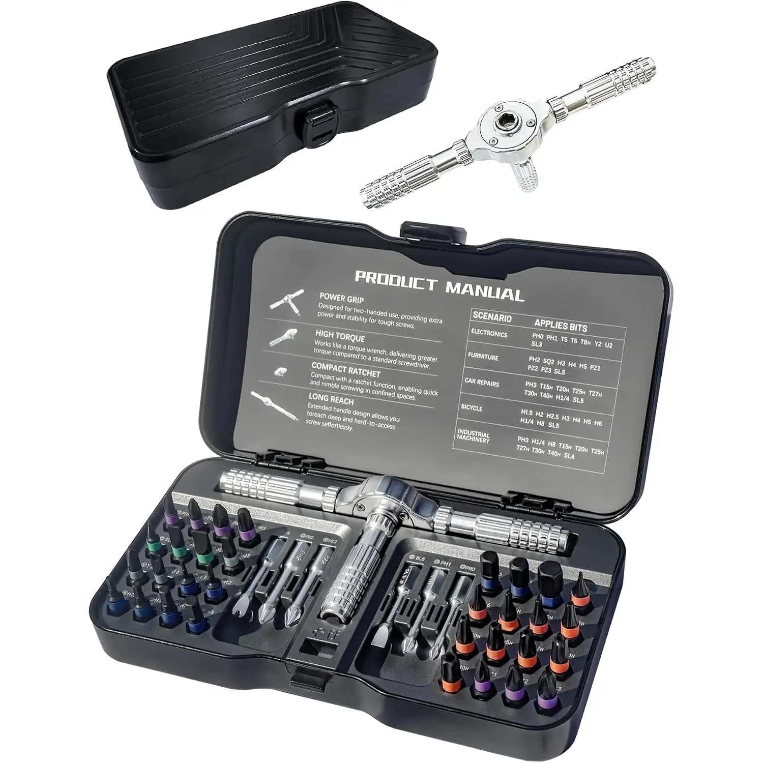 40 in 1 Multitool Set, Ratchet   Set with S2 Steel Bits