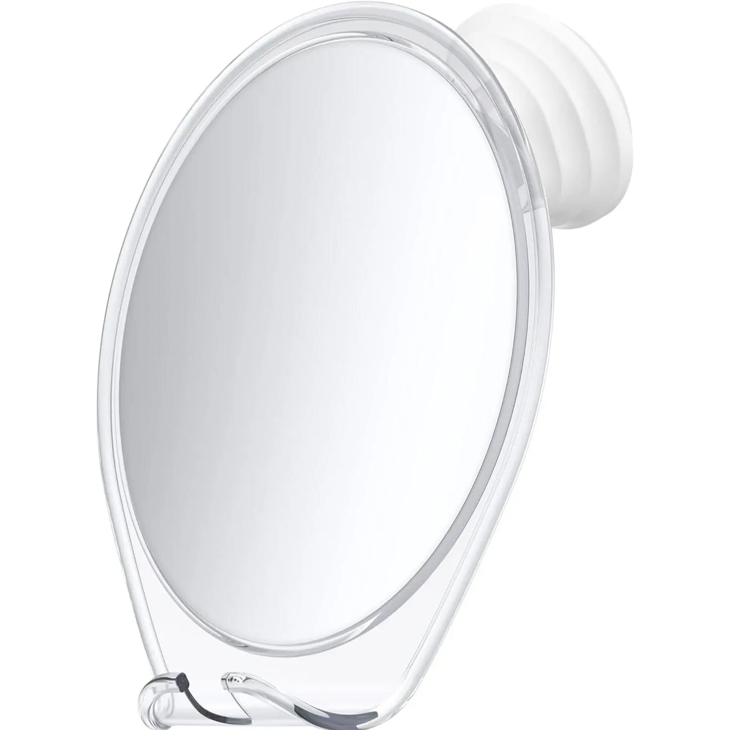 HONEYBULL Fogless Shower Mirror for Shaving with Suction Mount, White| Shatterproof Acrylic Bathroom Accessory With 360 Swivel & Built-in Razor Hook, Clear Reflection in Steam & No-Drill Setup