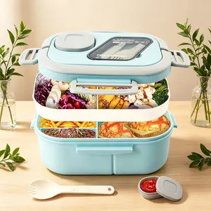 Modern Bento Lunch Box with Cutlery Set - Leakproof, Microwave Safe, Double Handle Design for School & Work, for Return School,back to School