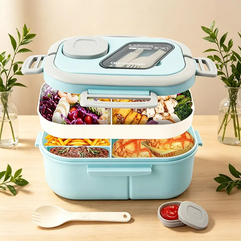 Modern Bento Lunch Box with Cutlery Set - Leakproof, Microwave Safe, Double Handle Design for School & Work, for Return School,back to School