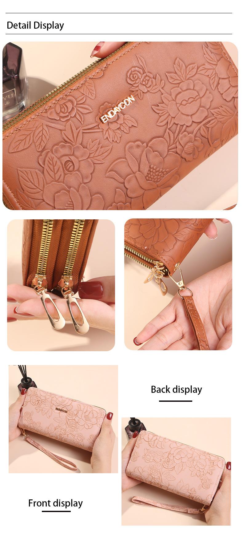 Long Wallet for Women, Large Capacity Zipper Clutch Wallet with Phone Pocket, Stylish Double Layer Wristlet Purse, Lightweight Daily Wallet for Travel, Shopping and Gifts