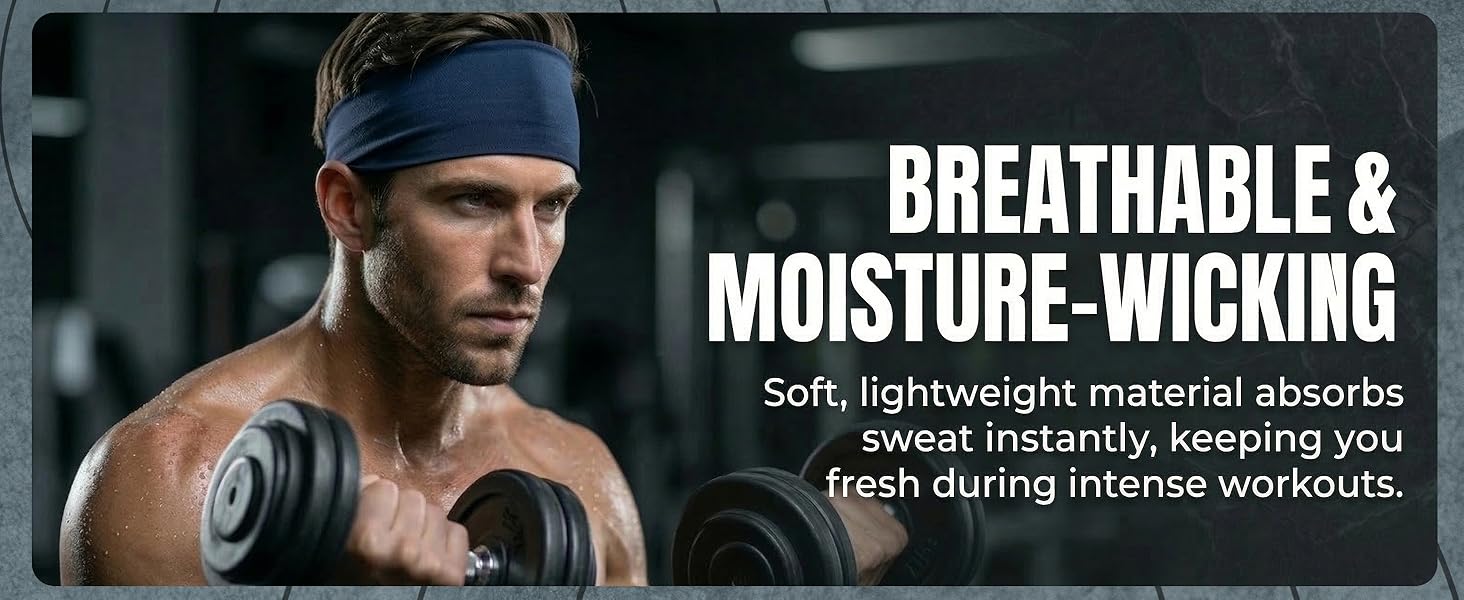 5Pack Stretchy Unisex Sweatband Sports Headband For Running,Cycling,Basketball,Yoga,Fitness Workout