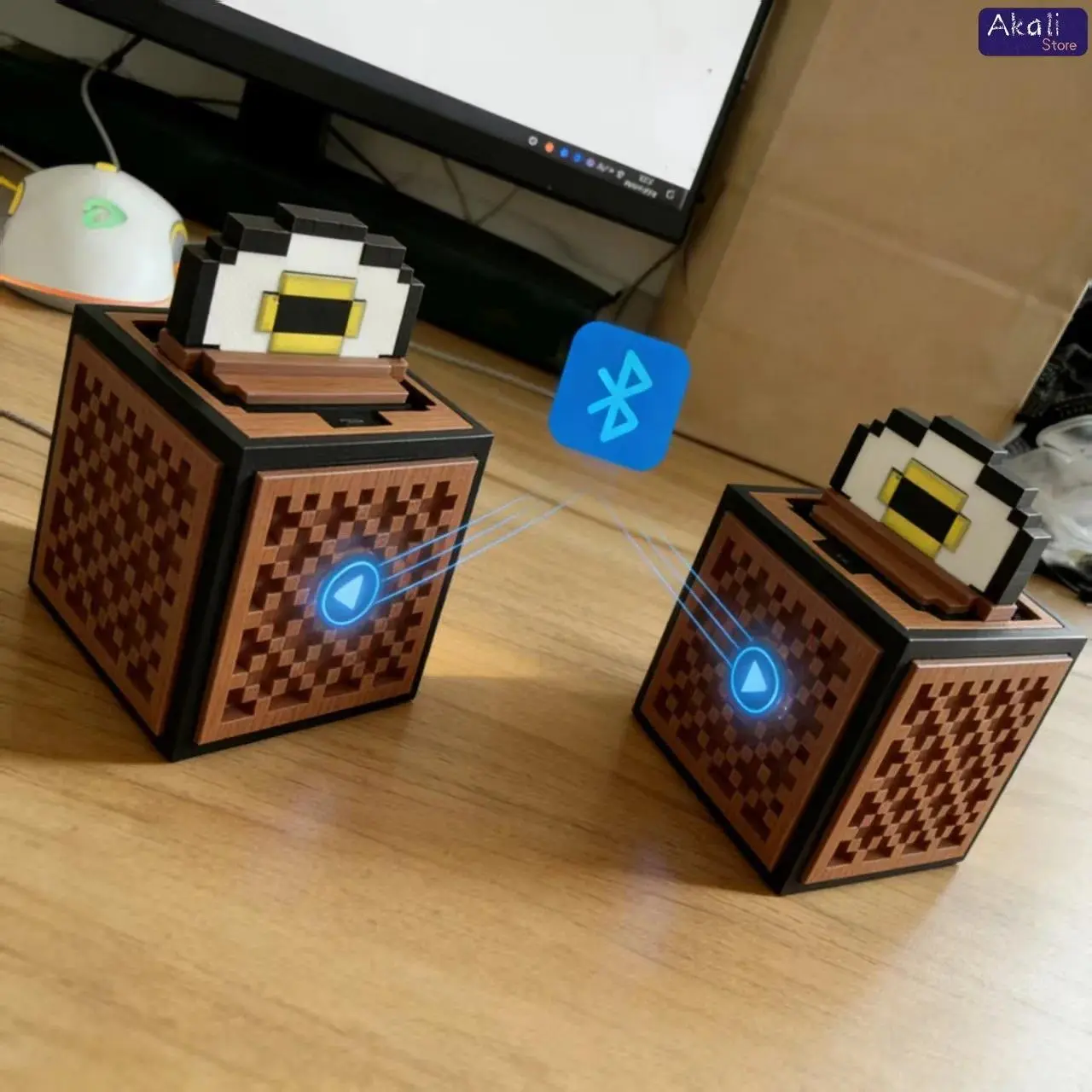 3D Printed Pixel Cordless Bluetooth Speaker - Retro Game Style Audio Sound System, Desktop Decoration, Creative Gift for Toy Enthusiasts