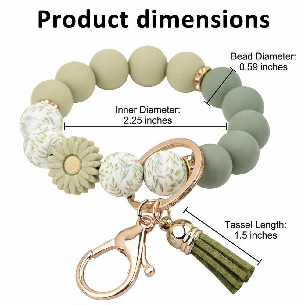 Beaded Floral Tassel Key Fob for Women, Summer Cute Keychain, Bag & Phone Hanging Charm, Practical All-Match Daily & Birthday Gift