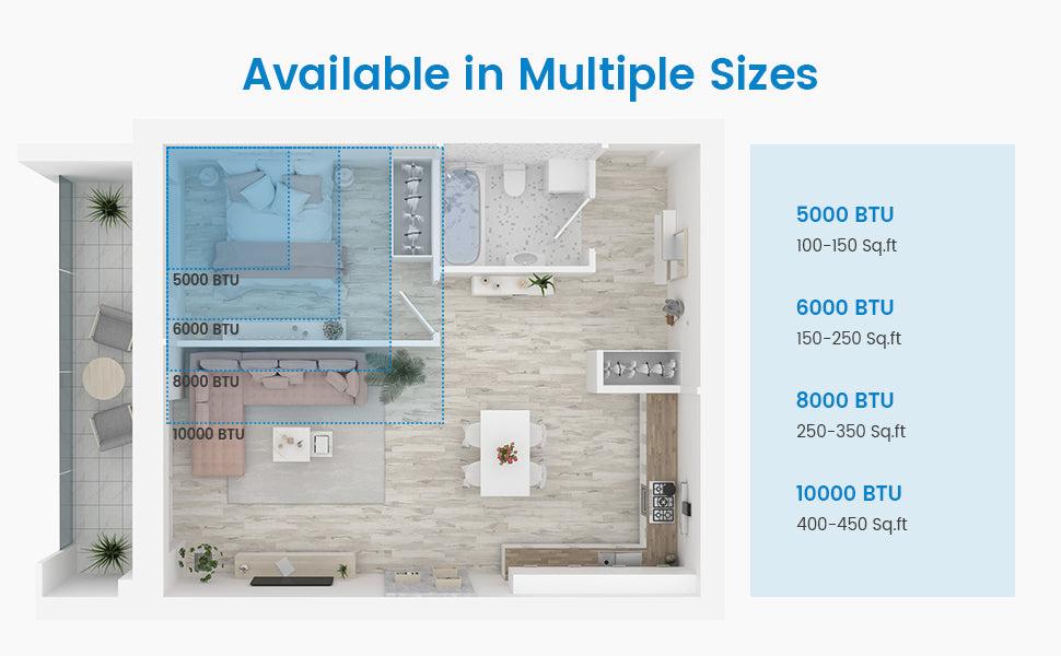 GARVEE Window Air Conditioner With Reusable Filter & Controls, 5000 BTU 115V~, Suitable for 150 Sq.Ft